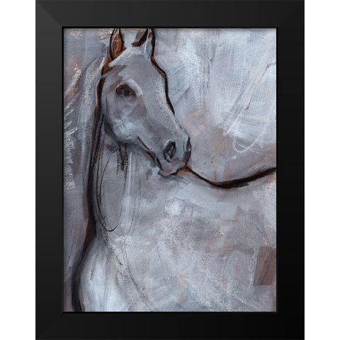 White Horse Contour I Black Modern Wood Framed Art Print by Parker, Jennifer Paxton