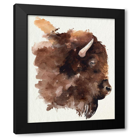 Watercolor Bison Profile I Black Modern Wood Framed Art Print by Parker, Jennifer Paxton