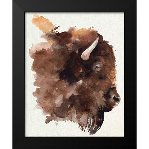 Watercolor Bison Profile I Black Modern Wood Framed Art Print by Parker, Jennifer Paxton