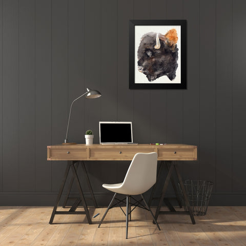 Watercolor Bison Profile II Black Modern Wood Framed Art Print by Parker, Jennifer Paxton