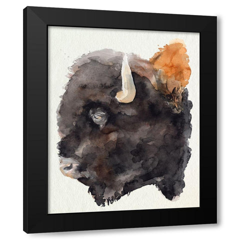 Watercolor Bison Profile II Black Modern Wood Framed Art Print by Parker, Jennifer Paxton