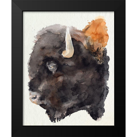 Watercolor Bison Profile II Black Modern Wood Framed Art Print by Parker, Jennifer Paxton