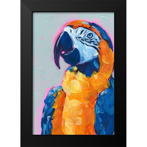 Pop Art Parrot I Black Modern Wood Framed Art Print by Parker, Jennifer Paxton