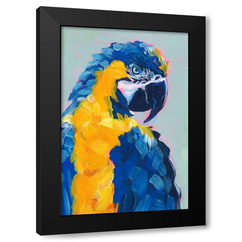 Pop Art Parrot II Black Modern Wood Framed Art Print by Parker, Jennifer Paxton