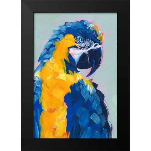 Pop Art Parrot II Black Modern Wood Framed Art Print by Parker, Jennifer Paxton