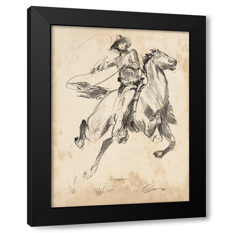 King of the Rodeo I Black Modern Wood Framed Art Print by Parker, Jennifer Paxton