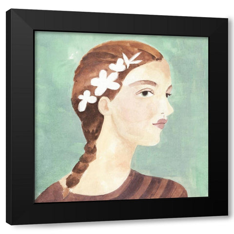 Folk Art Portrait I Black Modern Wood Framed Art Print with Double Matting by Warren, Annie