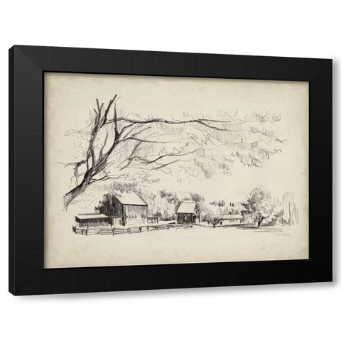 Sketched Barn View I Black Modern Wood Framed Art Print by Parker, Jennifer Paxton