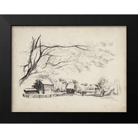 Sketched Barn View I Black Modern Wood Framed Art Print by Parker, Jennifer Paxton