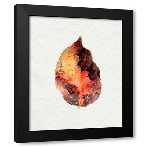 Watercolor Autumn Leaf I Black Modern Wood Framed Art Print with Double Matting by Parker, Jennifer Paxton