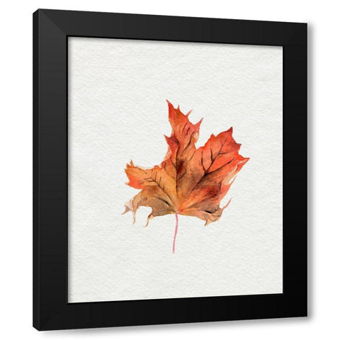 Watercolor Autumn Leaf II Black Modern Wood Framed Art Print by Parker, Jennifer Paxton