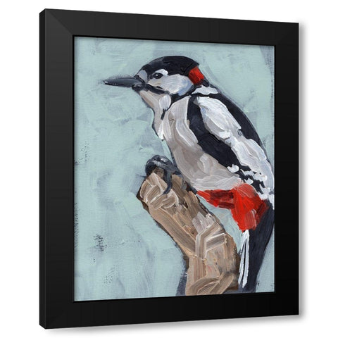 Woodpecker Paintstrokes I Black Modern Wood Framed Art Print by Parker, Jennifer Paxton
