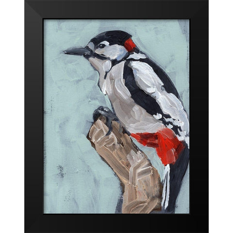 Woodpecker Paintstrokes I Black Modern Wood Framed Art Print by Parker, Jennifer Paxton