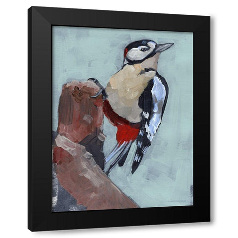 Woodpecker Paintstrokes II Black Modern Wood Framed Art Print by Parker, Jennifer Paxton