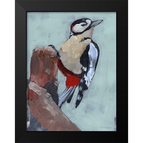 Woodpecker Paintstrokes II Black Modern Wood Framed Art Print by Parker, Jennifer Paxton