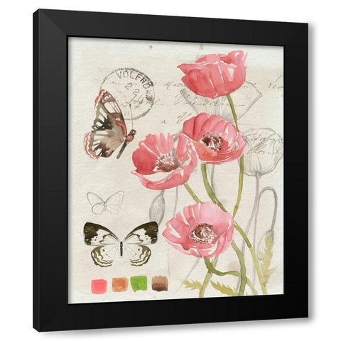 Field Notes Florals I Black Modern Wood Framed Art Print by Parker, Jennifer Paxton