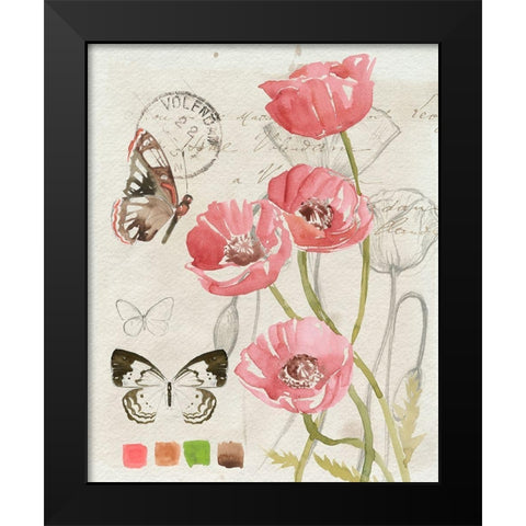 Field Notes Florals I Black Modern Wood Framed Art Print by Parker, Jennifer Paxton