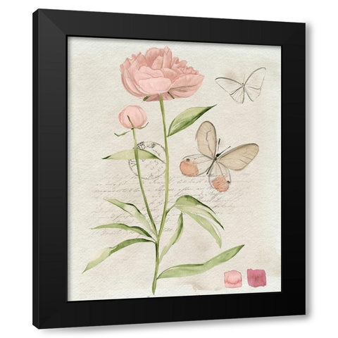 Field Notes Florals II Black Modern Wood Framed Art Print by Parker, Jennifer Paxton