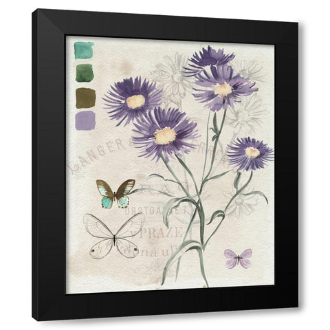 Field Notes Florals III Black Modern Wood Framed Art Print by Parker, Jennifer Paxton