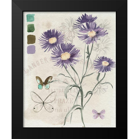 Field Notes Florals III Black Modern Wood Framed Art Print by Parker, Jennifer Paxton