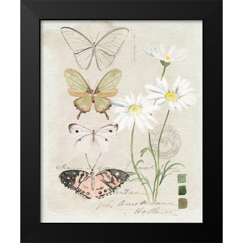 Field Notes Florals IV Black Modern Wood Framed Art Print by Parker, Jennifer Paxton
