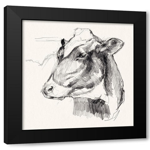 Holstein Portrait Sketch II Black Modern Wood Framed Art Print by Parker, Jennifer Paxton