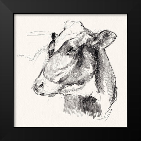 Holstein Portrait Sketch II Black Modern Wood Framed Art Print by Parker, Jennifer Paxton