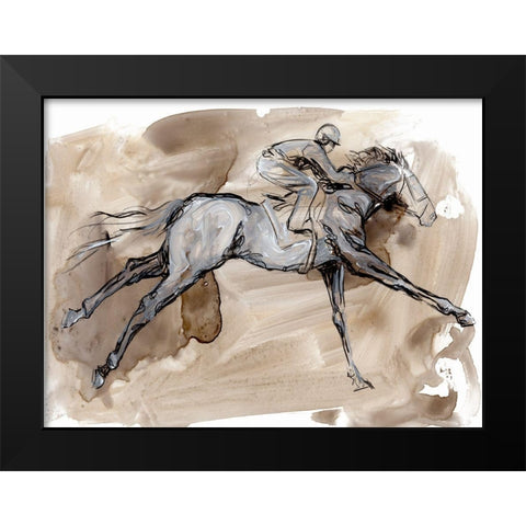 Off to the Races I Black Modern Wood Framed Art Print by Parker, Jennifer Paxton