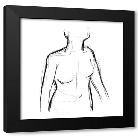 Linear Nude I Black Modern Wood Framed Art Print with Double Matting by Vess, June Erica