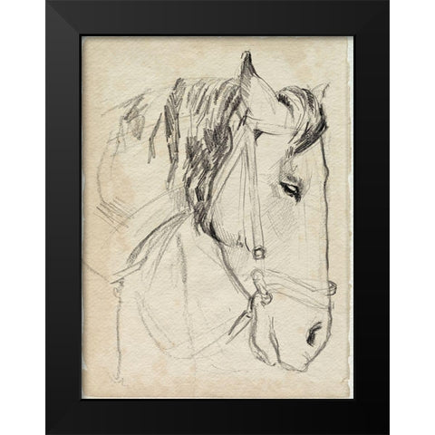 Horse in Bridle Sketch I Black Modern Wood Framed Art Print by Parker, Jennifer Paxton