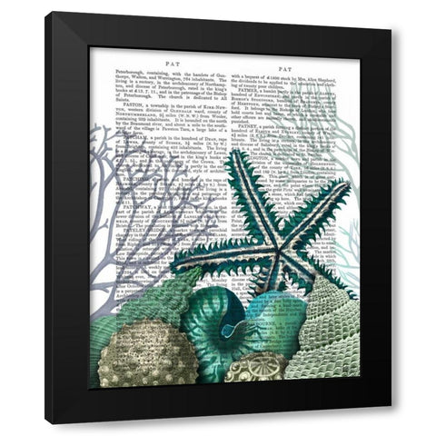 Starfish Under the Sea Black Modern Wood Framed Art Print with Double Matting by Fab Funky