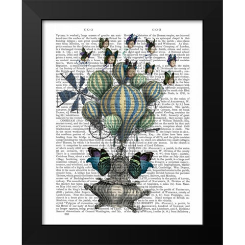 Flutter Time Black Modern Wood Framed Art Print by Fab Funky
