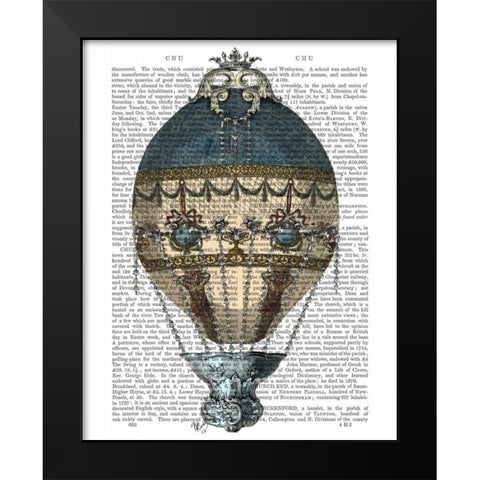 Baroque Fantasy Balloon 1 Black Modern Wood Framed Art Print by Fab Funky