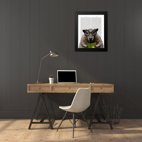 Intelligent Sheep Black Modern Wood Framed Art Print by Fab Funky
