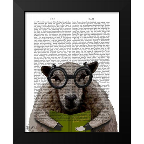 Intelligent Sheep Black Modern Wood Framed Art Print by Fab Funky