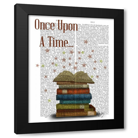 Once Upon A Time Books Black Modern Wood Framed Art Print by Fab Funky