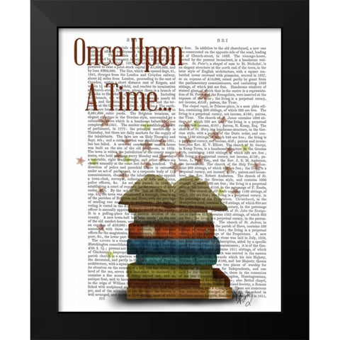 Once Upon A Time Books Black Modern Wood Framed Art Print by Fab Funky