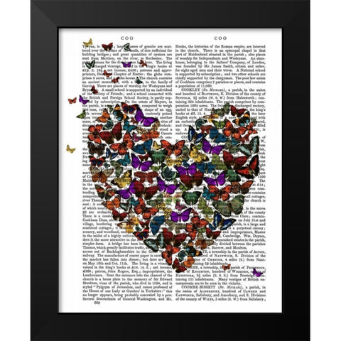 Butterfly Heart Black Modern Wood Framed Art Print by Fab Funky