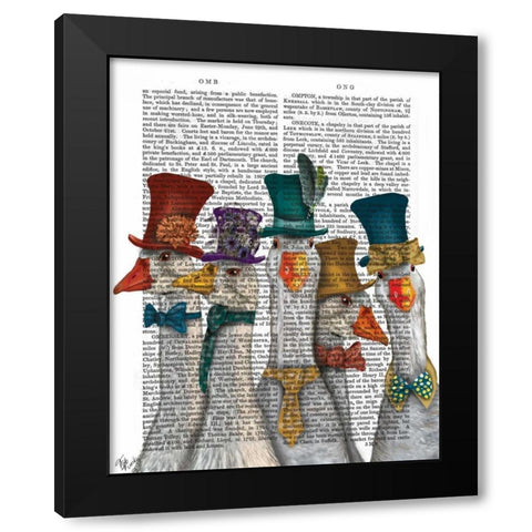 Gaggle Of Geese Black Modern Wood Framed Art Print by Fab Funky