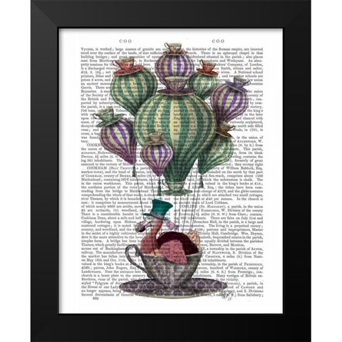 Dodo in Teacup Black Modern Wood Framed Art Print by Fab Funky