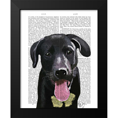 Black Labrador Plain Black Modern Wood Framed Art Print by Fab Funky
