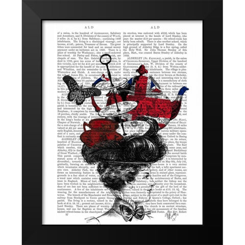 British Afternoon Tea Hat Black Modern Wood Framed Art Print by Fab Funky