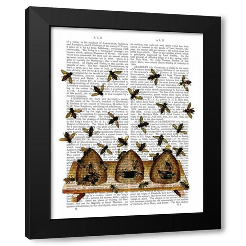 BeeHive Print Black Modern Wood Framed Art Print by Fab Funky