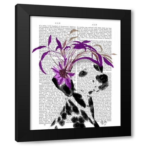 Dalmatian With Purple Fascinator Black Modern Wood Framed Art Print by Fab Funky