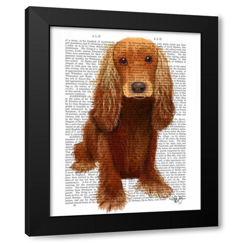 Cocker Spaniel Plain Black Modern Wood Framed Art Print with Double Matting by Fab Funky