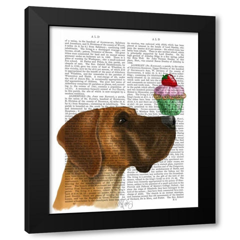 Great Dane and Cupcake Black Modern Wood Framed Art Print by Fab Funky