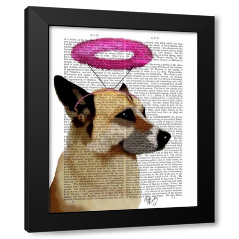German Shepherd With Pink Halo Black Modern Wood Framed Art Print by Fab Funky