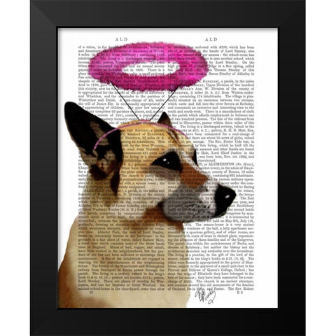 German Shepherd With Pink Halo Black Modern Wood Framed Art Print by Fab Funky