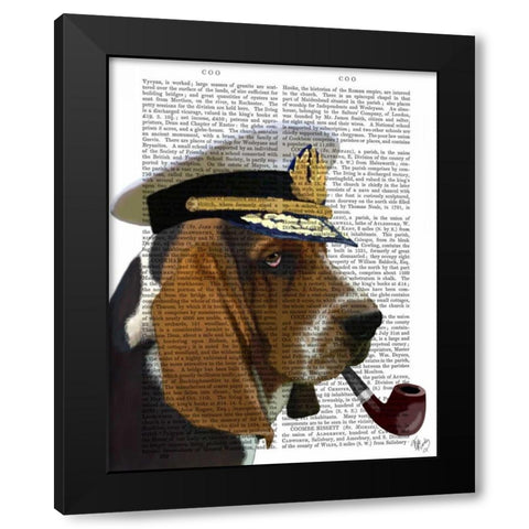 Basset Hound Sea Dog Black Modern Wood Framed Art Print by Fab Funky