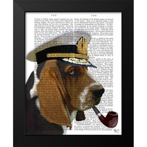 Basset Hound Sea Dog Black Modern Wood Framed Art Print by Fab Funky